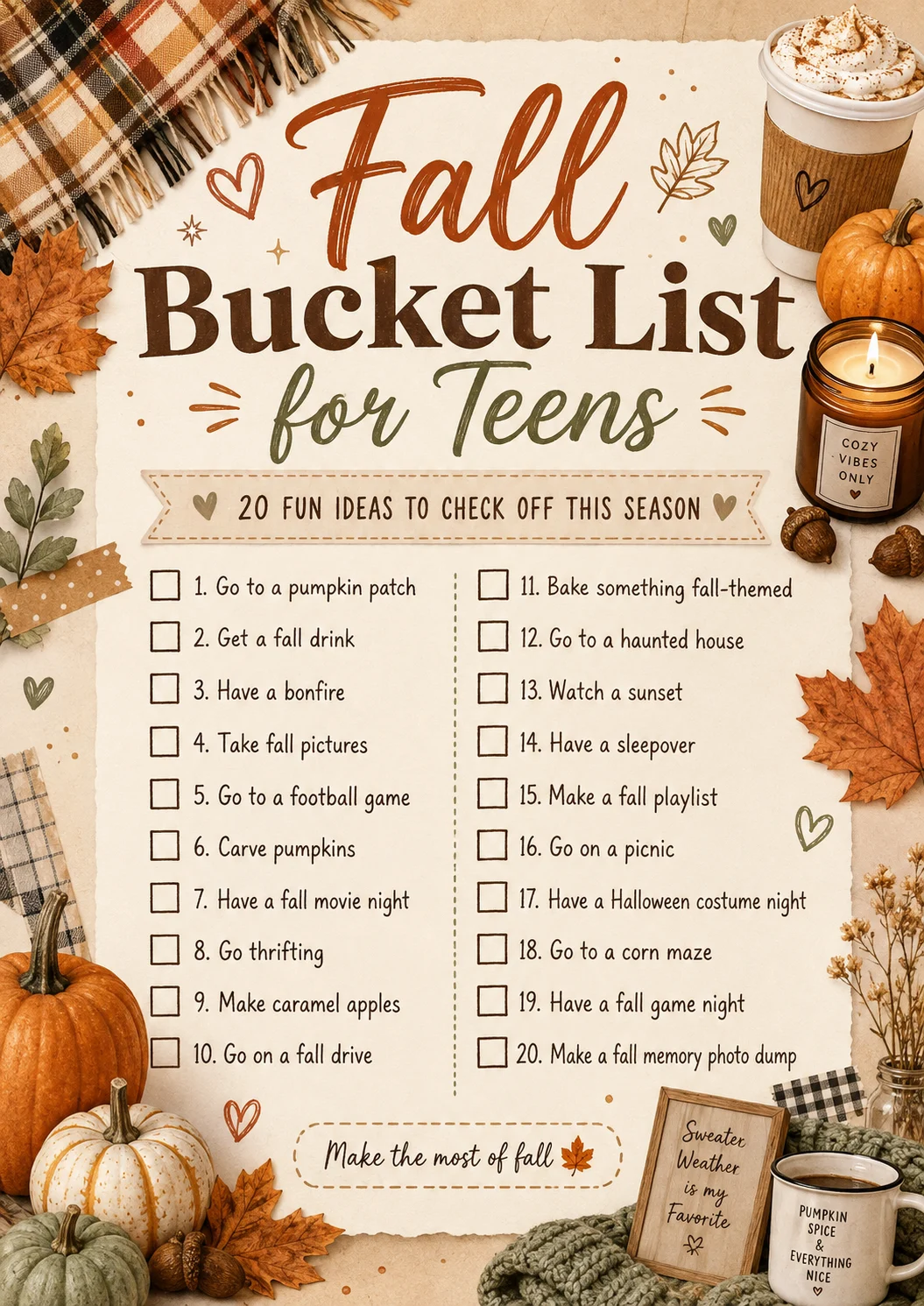 20 Fall Bucket List Ideas for Teens That Are Actually Fun